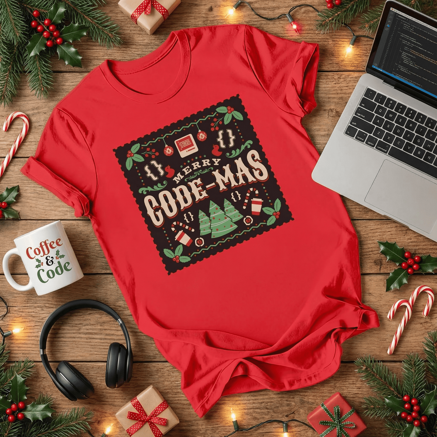Merry Code - mas Stamp T-Shirt - NullThread