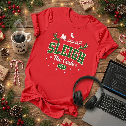 Sleigh the Code Christmas T-Shirt - NullThread