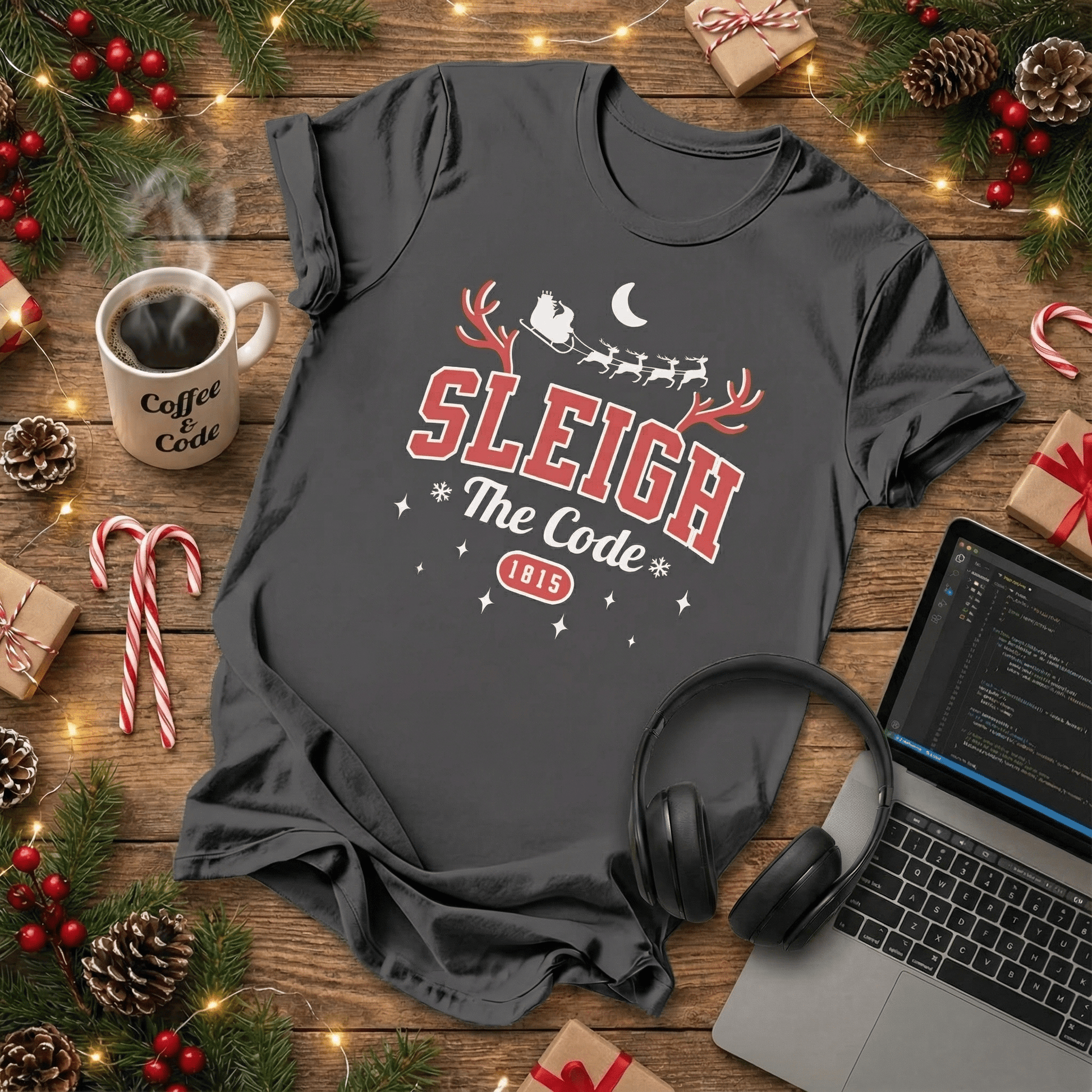 Sleigh the Code Christmas T-Shirt - NullThread