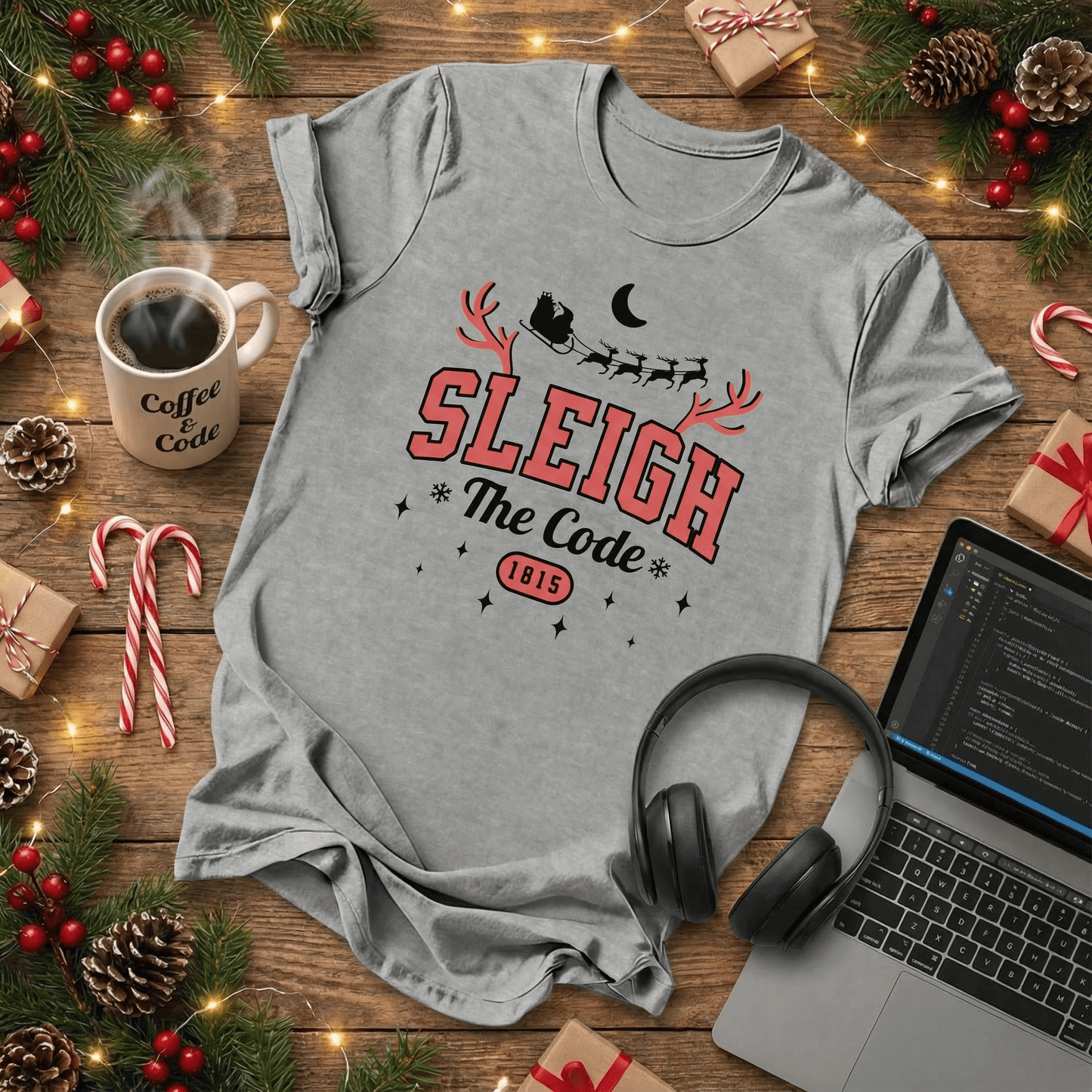 Sleigh the Code Christmas T-Shirt - NullThread