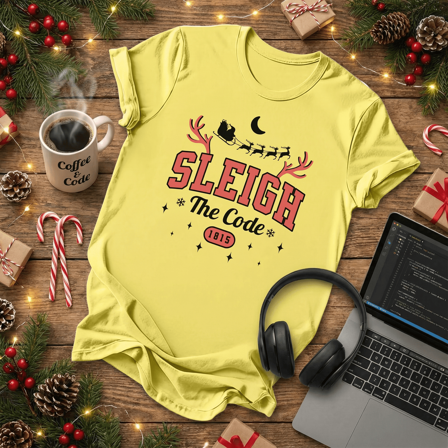 Sleigh the Code Christmas T-Shirt - NullThread