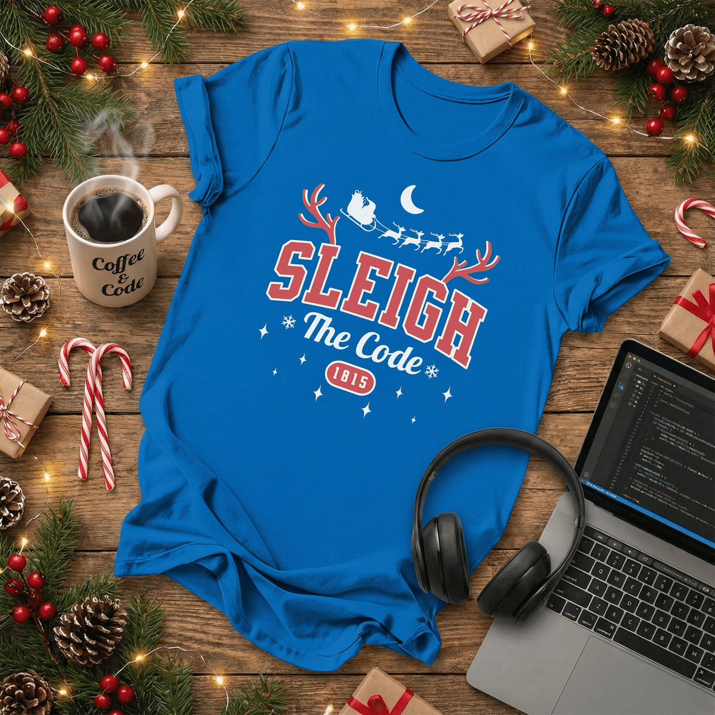 Sleigh the Code Christmas T-Shirt - NullThread