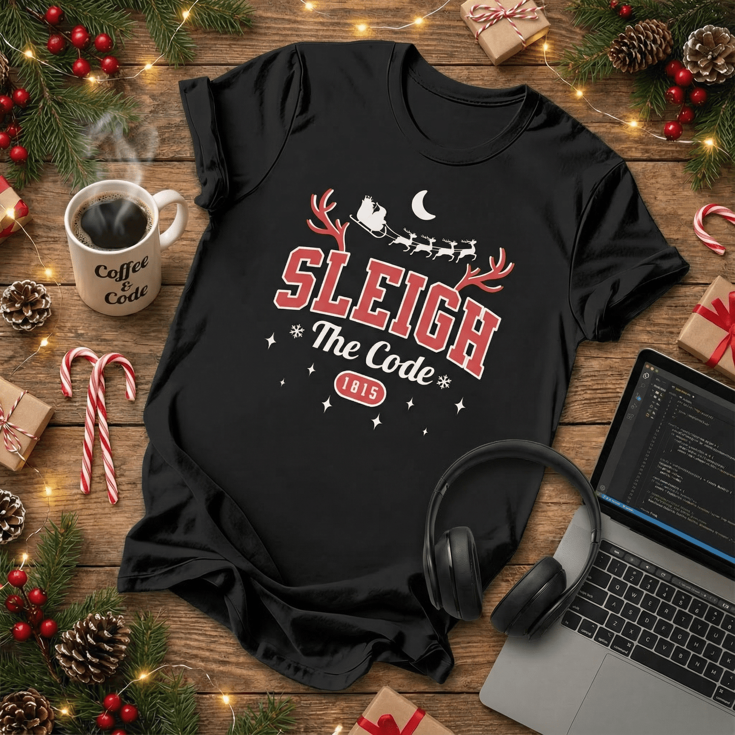 Sleigh the Code Christmas T-Shirt - NullThread